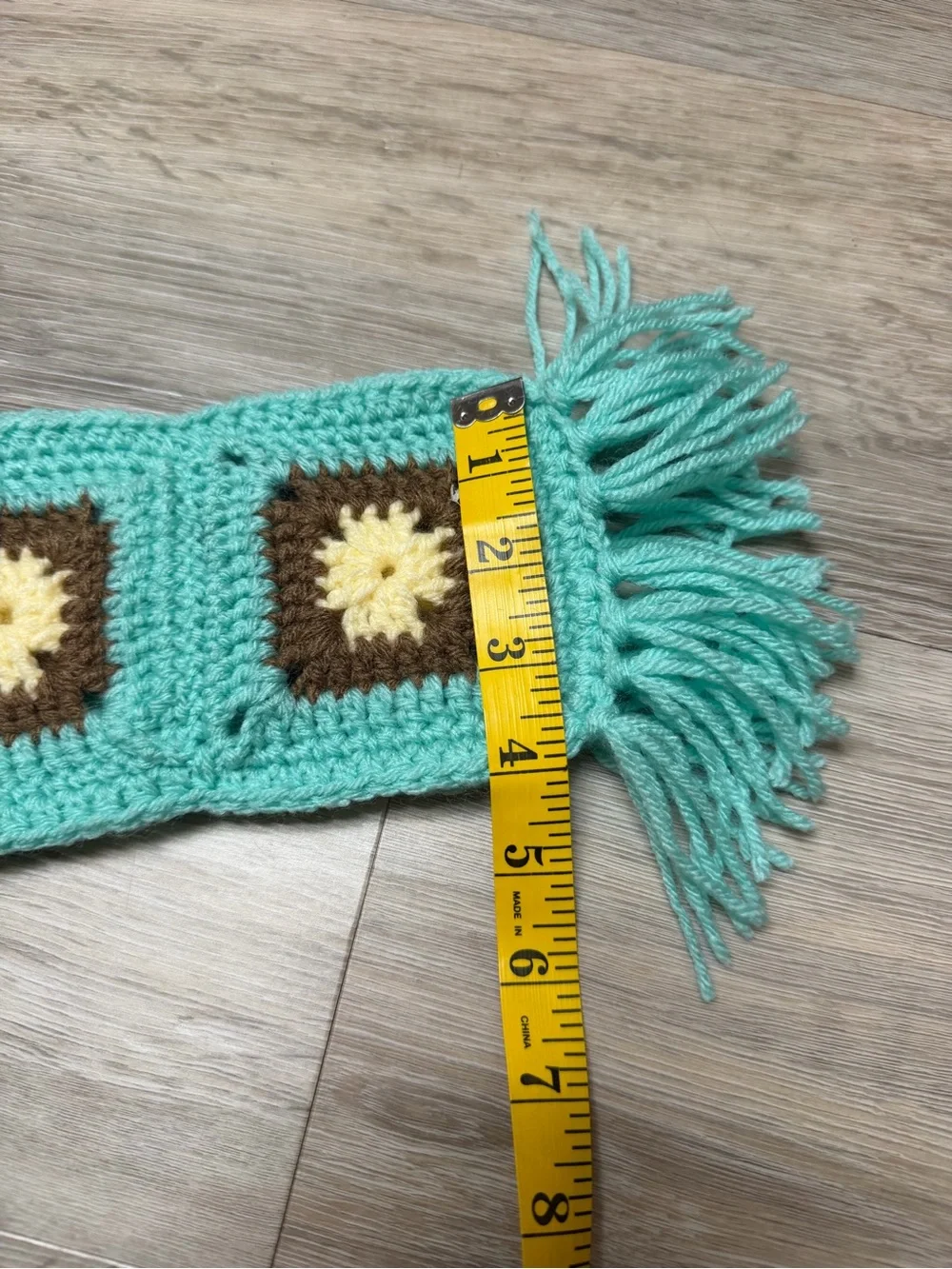 Handmade Bho Style Crochet Granny Square Scarf